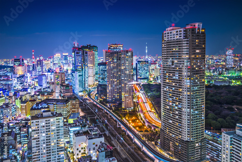 Fototapeta noc miejski tokio nowoczesny krajobraz