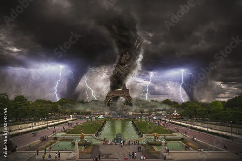 Naklejka wieża świat francja sztorm