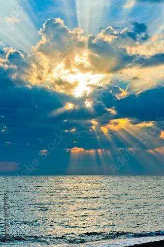 Fotoroleta niebo morze słońce fala natura