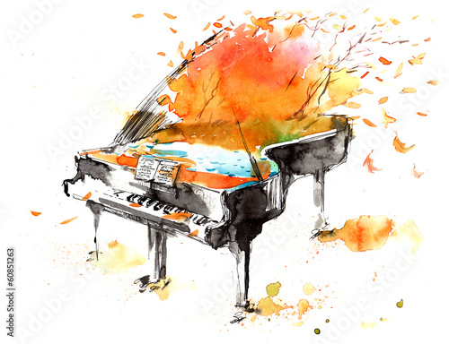 Obraz na płótnie gałązka muzyka jesień sztuka kompozycja