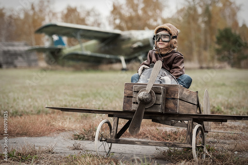 Naklejka portret natura dzieci samolot