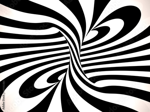 Plakat 3D spirala tunel łuk czarny