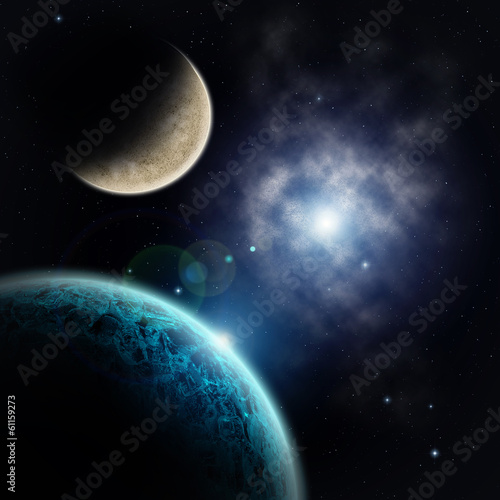 Plakat glob noc świat mgławica planeta