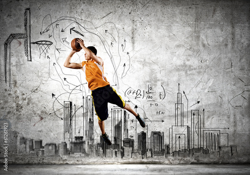 Plakat koszykówka ciało sport zdrowy piłka