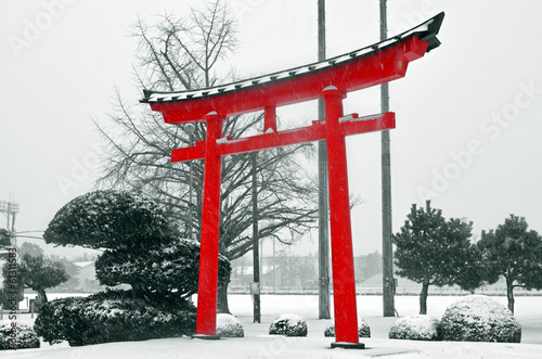 Naklejka azja orientalne japonia śnieg