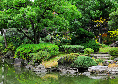Naklejka piękny ogród zen most