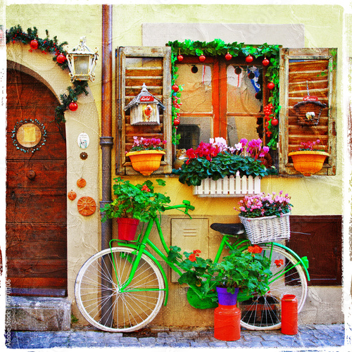 Fotoroleta Kolorowa uliczka w małej włoskiej wiosce