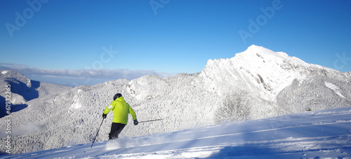 Fotoroleta lekkoatletka śnieg francja narciarz