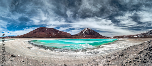 Plakat wulkan krajobraz natura woda lód