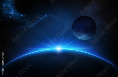 Fotoroleta noc księżyc kosmos 3D glob