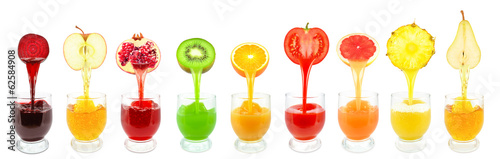 Obraz na płótnie Kolekcja owocowych soków