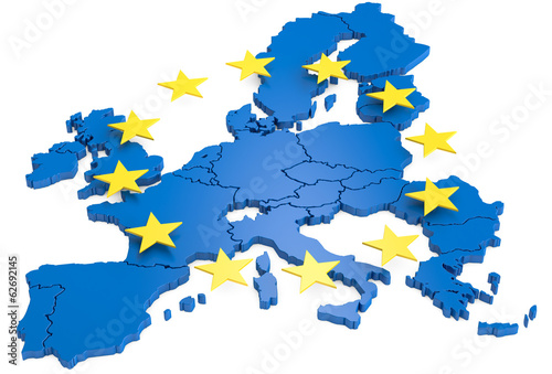 Fotoroleta 3D gwiazda europa mapa międzynarodowy
