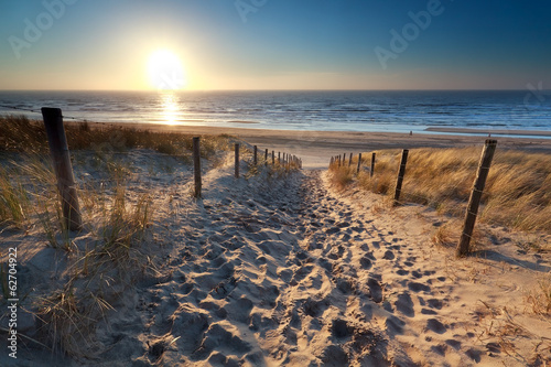 Fotoroleta plaża pejzaż słońce morze niebo