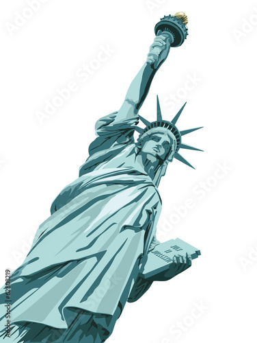 Naklejka ameryka manhatan statua amerykański ilustracja
