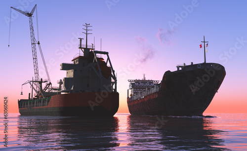 Fotoroleta łódź olej woda transport morze
