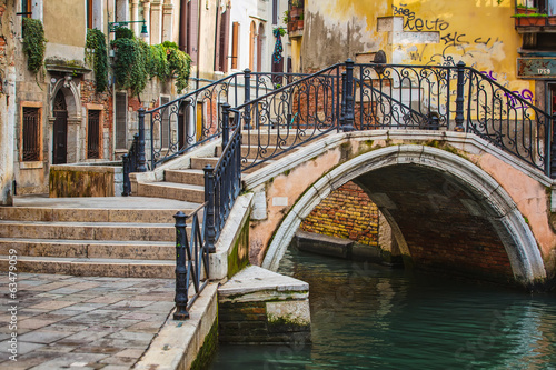 Plakat architektura woda widok gondola włoski