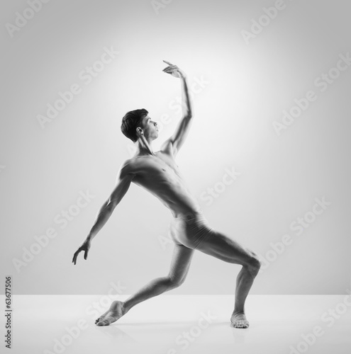 Plakat aerobik baletnica ćwiczenie chłopiec
