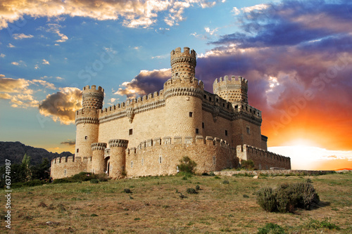 Fototapeta zamek madryt hiszpania pałac wieża