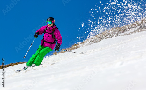 Naklejka śnieg narciarz sport niebo
