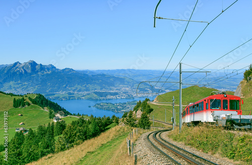 Fotoroleta alpy szwajcaria góra lokomotywa