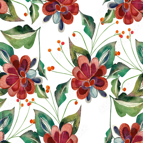Obraz na płótnie Tapeta w czerwone kwiaty