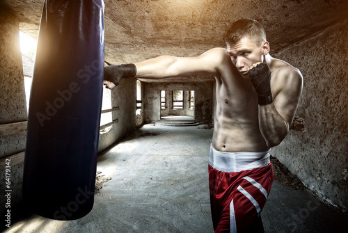 Naklejka boks sport mężczyzna