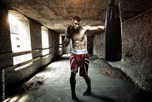 Fotoroleta kick-boxing boks bokser sport aleja