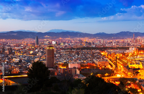 Obraz na płótnie hiszpania noc europa szczyt barcelona