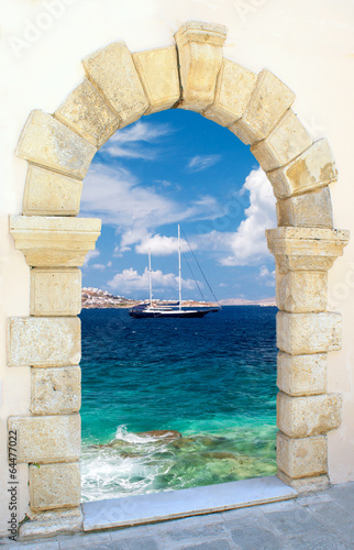 Plakat wiejski architektura wyspa grecja