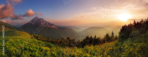 Fototapeta panoramiczny słowacja łąka trawa szczyt