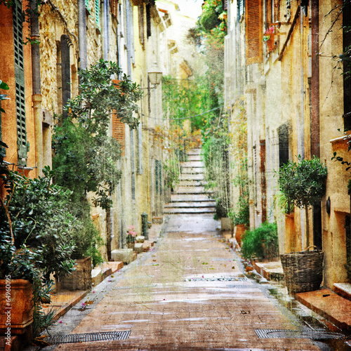 Fotoroleta Śródziemnomorska stylizowana ulica