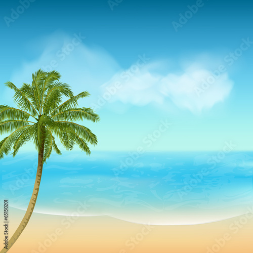 Naklejka lato niebo tropikalny palma morze