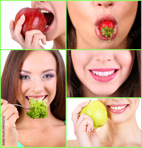 Plakat owoc piękny usta