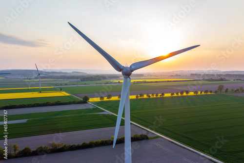 Fototapeta krajobraz wiatrak zdjęcie lotnicze odnawialnych energia wiatru