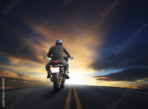 Naklejka motocykl autostrada noc sport