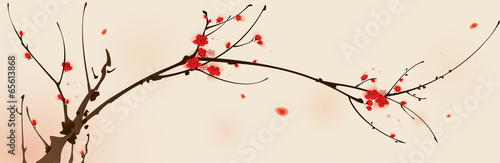 Plakat natura kwiat chiny japonia drzewa