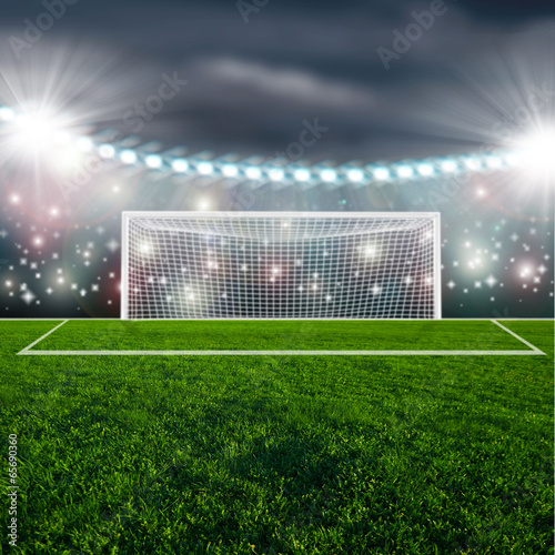 Plakat stadion piłkarski noc mecz boisko piłki nożnej
