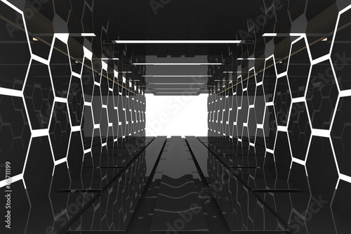 Naklejka nowoczesny architektura tunel korytarz 3D