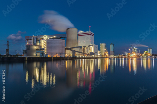 Fotoroleta noc niemiecki przemysł elektrownia 