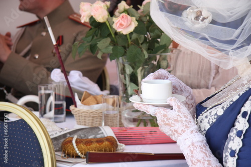 Obraz na płótnie kawiarnia kwiat herbata napój
