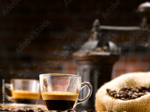 Obraz na płótnie sosna expresso kawa filiżanka