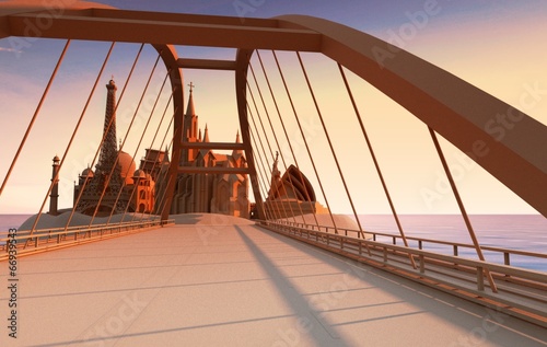 Naklejka wyspa francja włochy architektura most