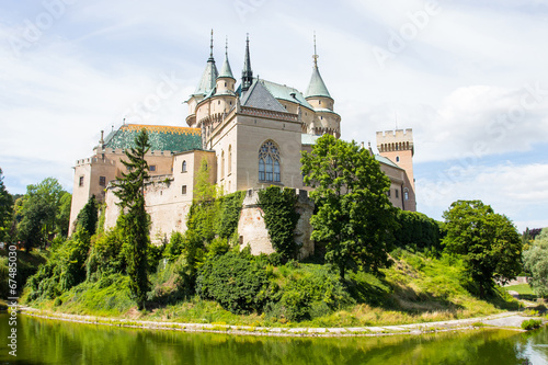 Plakat słowacja zamek architektura pejzaż panorama