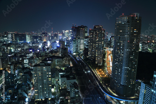 Naklejka noc azja japonia tokio nowoczesny