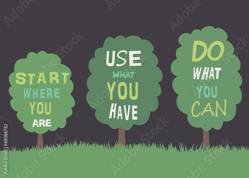 Plakat trawa drzewa motywacja