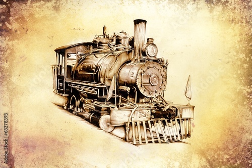 Fototapeta vintage lokomotywa maszyny