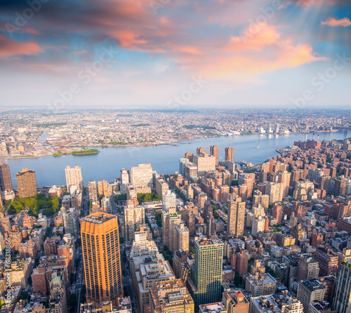Plakat miejski manhatan widok panoramiczny ameryka