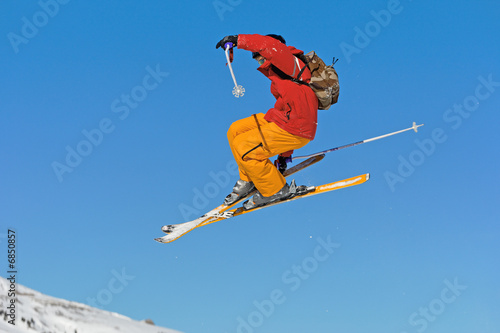 Naklejka alpy snowboard błękitne niebo