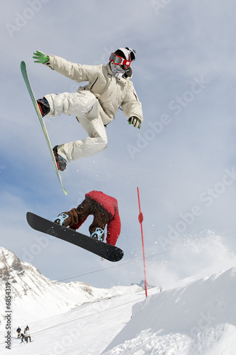 Plakat snowboard snowboarder śnieg