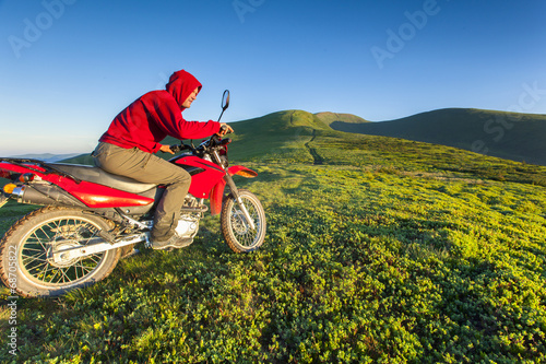 Naklejka natura motor zabawa motocykl słońce